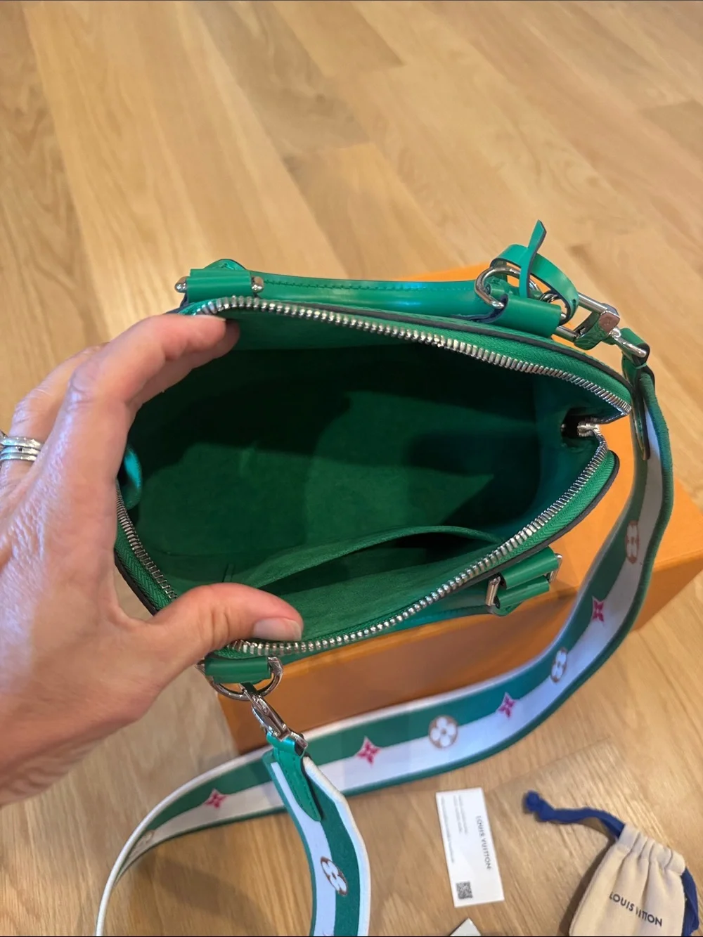 Louis Vuitton Alma bb in Serpentine Green Epi Leather